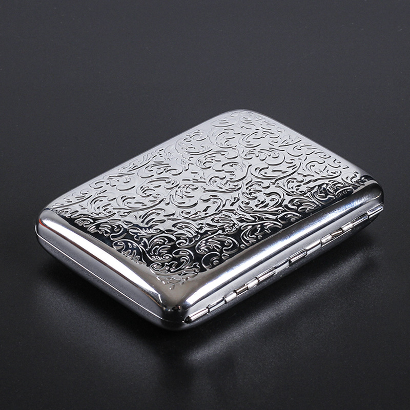 Double gun thickened double-sided engraved 16 packs of rough cigarette cigarette case portable anti-pressure moisture-proof embossed wear-resistant cigarette case
