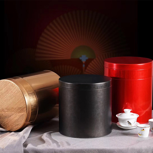 Round tea cake iron barrel tinplate tea can tea packaging can loose tea tea can Pu'er tea tin box