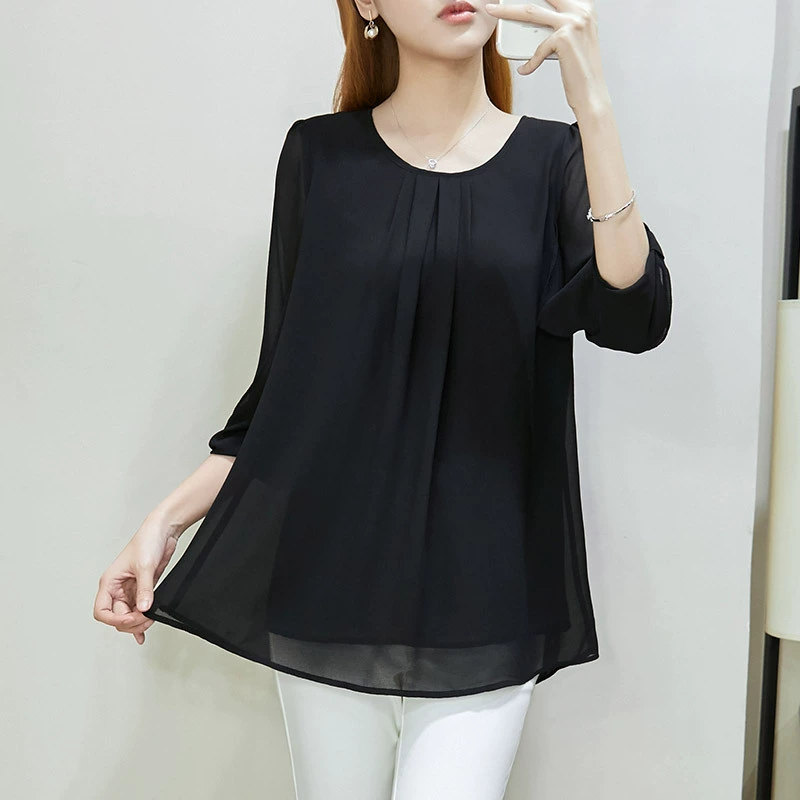 1015 # пухлый Топ больших размеров для девочек, свободная облегающая одежда для живота в Корейском стиле, летняя новая шифоновая рубашка очень большого размера 240 кг