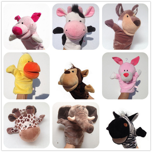 Animal hand puppet gloves, mouth-moving plush toys, ventriloquism comfort hand puppets, children's early education kindergarten storytelling