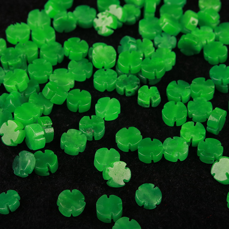 翡翠满绿干青铁龙生十字花散珠批发 手工项链手链玉石散件