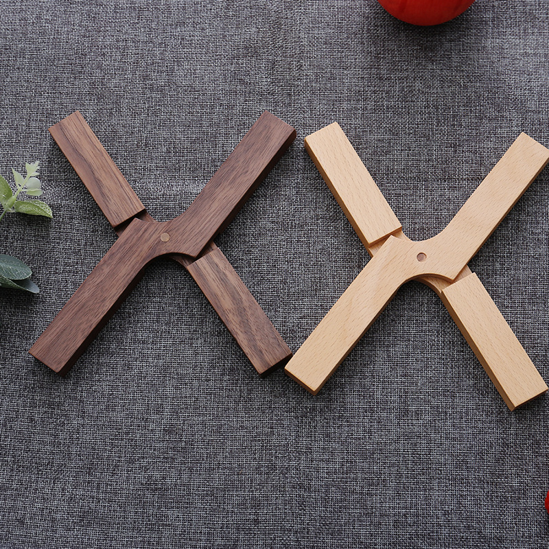 Creativo tapete de madera maciza de nogal negro en forma de X, fácil de limpiar, puede almacenar tapete de aislamiento térmico, tapete de mantel, tapete de mesa de aislamiento térmico, letras