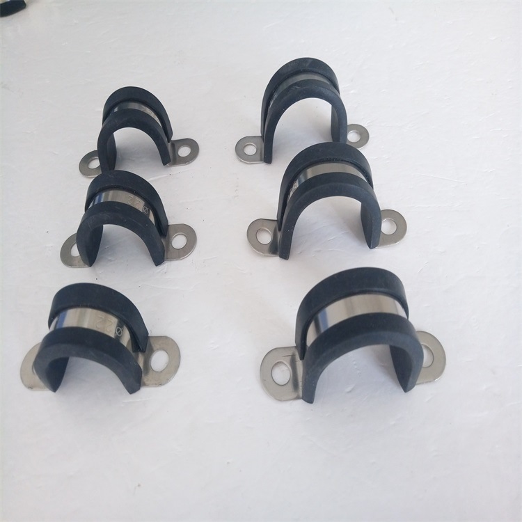 莆田市现货出售Φ32不锈钢包胶管夹  Ω304卡子 骑马卡