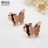 Fashionable trend matte golden earrings, Korean style, simple and elegant design, pink gold