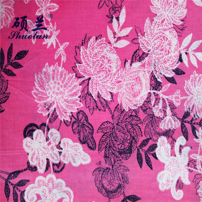 TC涤棉衬衫面料府绸平纹 印花 来样定 制花型