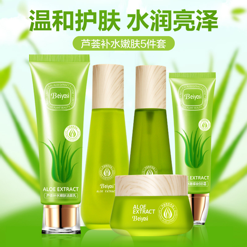 Aloe five-piece moisturizing cosmetic care facial refreshing..