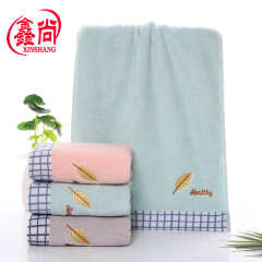 高陽毛巾廠批發定製純棉刺繡黃金葉毛巾柔軟吸水32股素色禮品毛巾