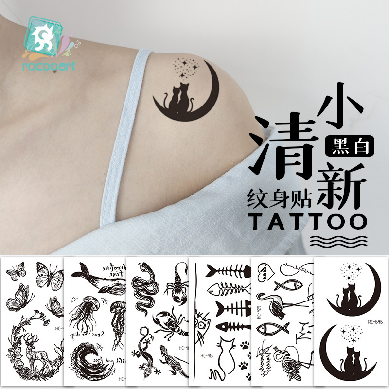 Cross-border supply disposable tattoo stickers waterproof small fresh black tattoo stickers wholesale temporary tattoo stickers