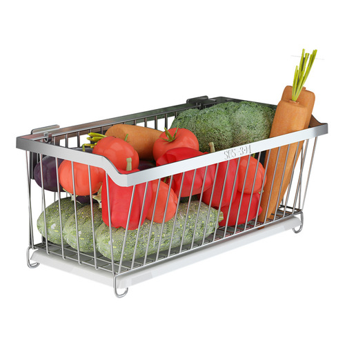 304 stainless steel kitchen and bathroom storage rack without punching wall-mounted fruit and vegetable blue storage basket basket