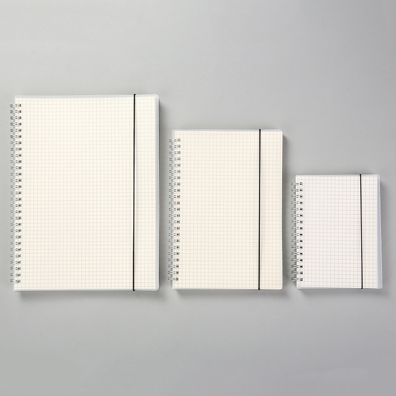 (2개) 창조적 인 문구 간단한 느슨한 잎 책자 PP 투명 프로스트 코일 북 A5 그리드 노트북 사무용품