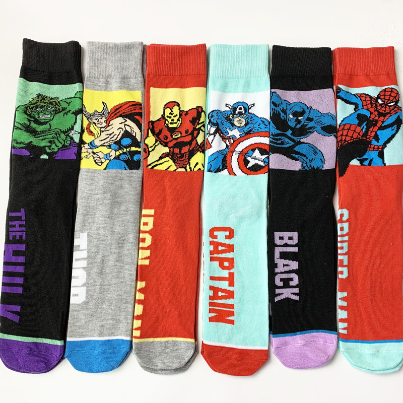 Cross-border Fashion Men's Sports Socks Captain America Series Couple Tide Socks Factory Direct Supply