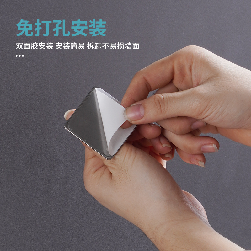 Gancho sin perforaciones fuerte adhesivo de acero inoxidable cocina baño soporte de carga colgante de pared gancho de metal detrás de la puerta