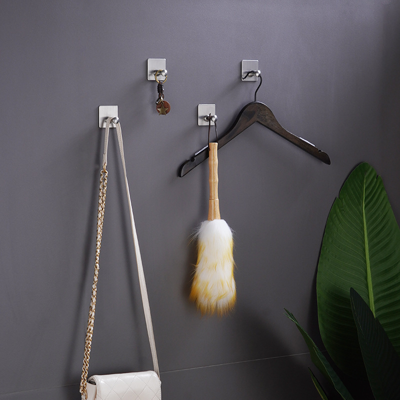 Gancho sin perforaciones fuerte adhesivo de acero inoxidable cocina baño soporte de carga colgante de pared gancho de metal detrás de la puerta