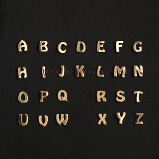 光板26个字母S925纯银镀14K金耳钉 可爱英文字母迷你名字简约耳环