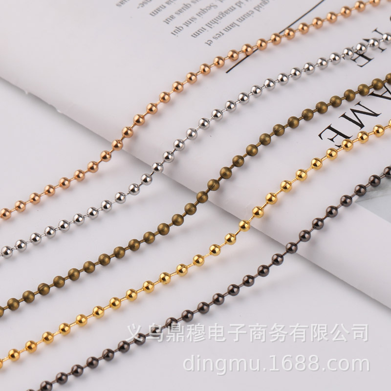 Golden bead chain jewelry chain 3.2mm ball bead chain tag chain iron chain anti-theft chain