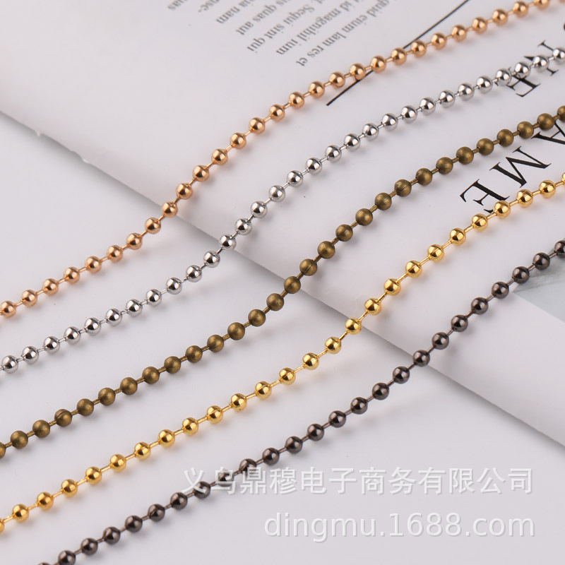 Golden Bead Chain Jewelry Chain 3.2mm Wave Bead Chain Tag Chain Iron Chain Anti-Theft Chain Jewelry