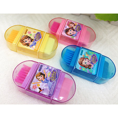 Creative cartoon pencil sharpener eraser brush three-in-one plastic manual student stationery supplies gift pencil sharpener