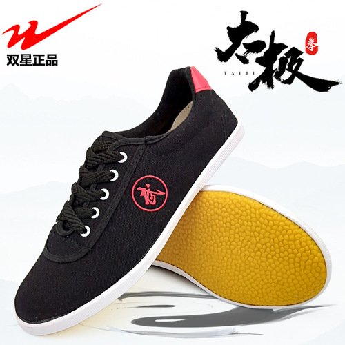 Dual Star Tai Chi Martial Arts Shoes, Unisex Sports Shoes, Cowhide Sole Training Shoes, Children's Martial Arts Taekwondo Shoes, Performance Shoes