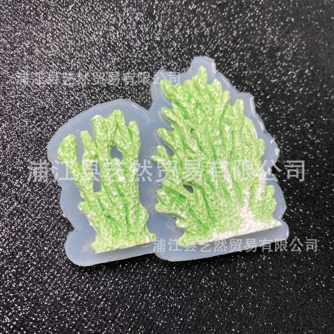 Gran sirena mar hierba coral fondant molde de silicona DIY epoxi decoración ritmo seco arcilla suave