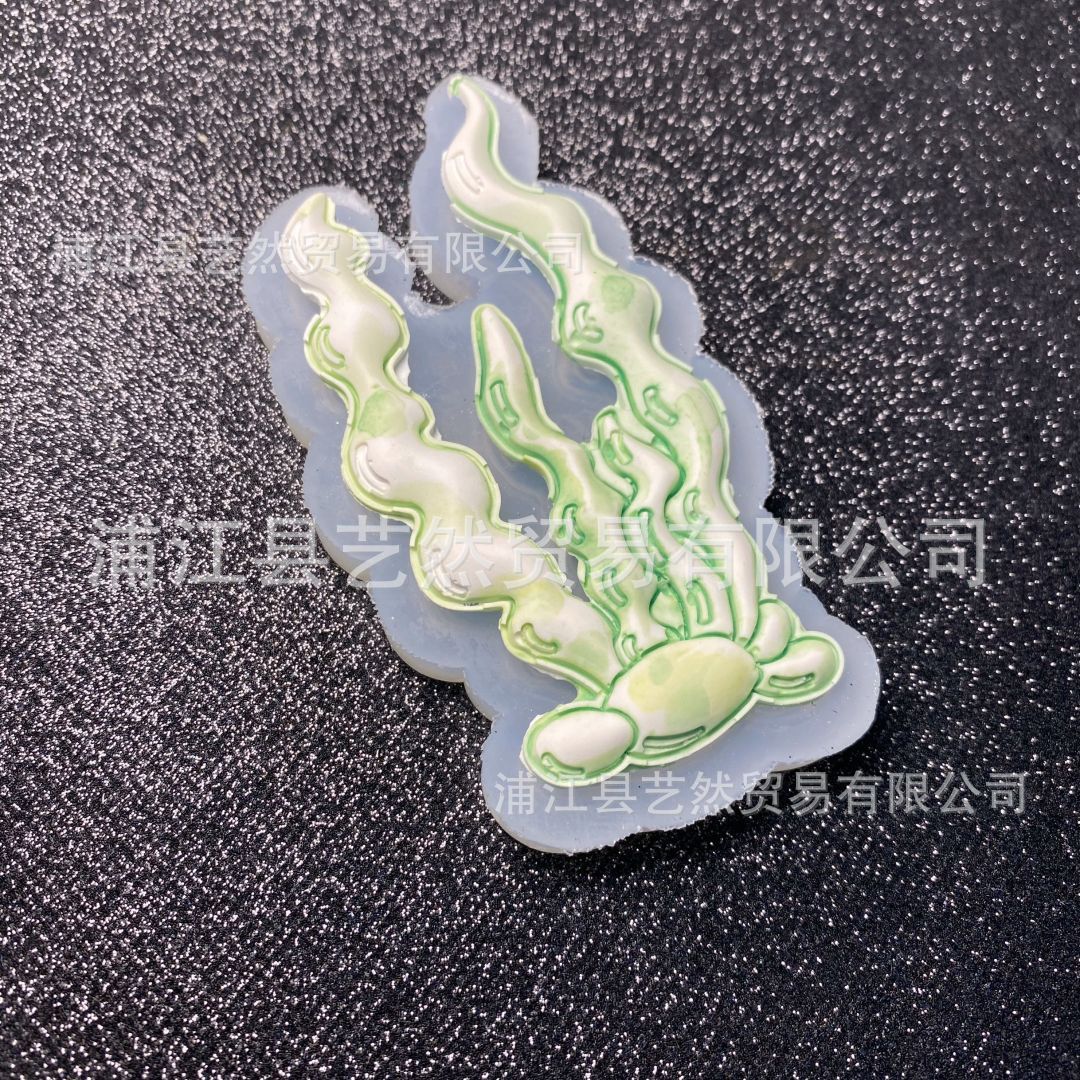 Gran sirena mar hierba coral fondant molde de silicona DIY epoxi decoración ritmo seco arcilla suave
