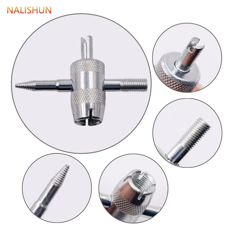 Инструмент для дефляции ключа сердечника клапана шины Инструмент для установки внутренней трубки автомобильной шины Ключ для сердечника клапана Четыре в одном