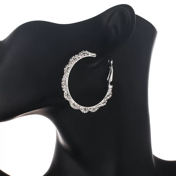 Korean jewelry rhinestone earrings exquisite wave thread C- type earrings fashion temperament earrings wholesale E677