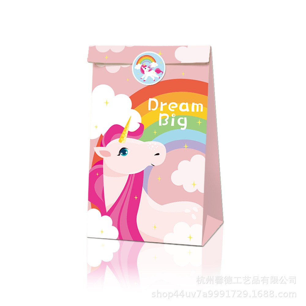 LB024 Amazon deseo bolsa de papel unicornio caballo fiesta bolsa unicornio caramelo bolsa de regalo bolsa de papel