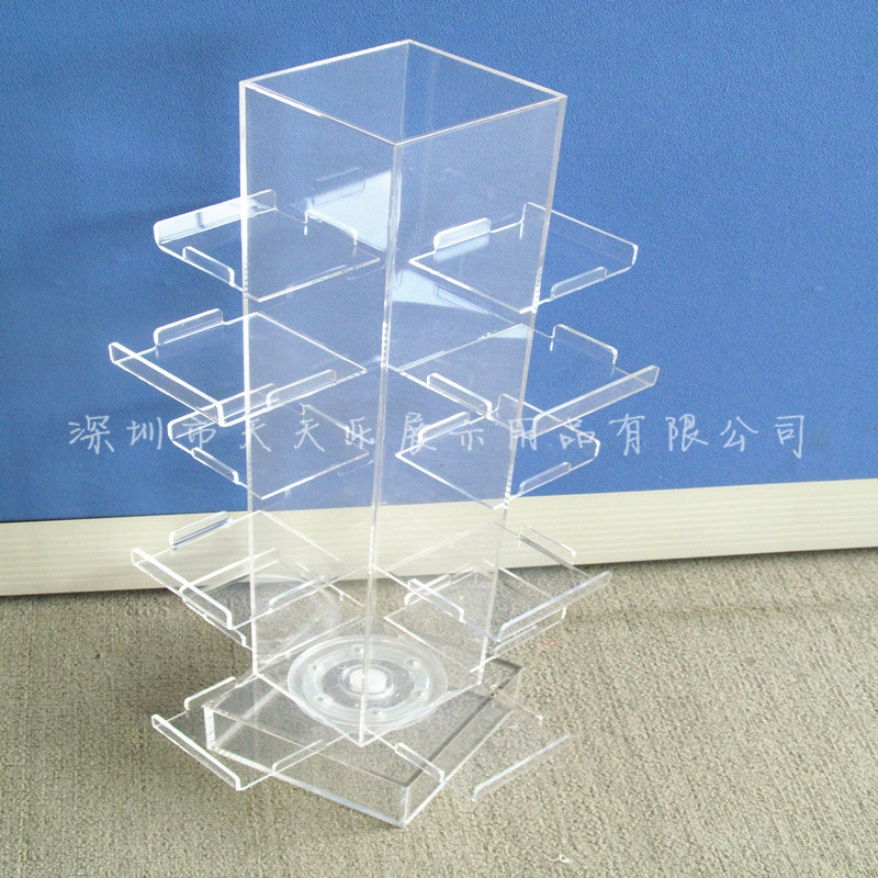 深圳旋转产品展示架亚克力转盘资料盒子有机玻璃旋转新品陈列架