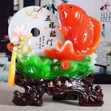 平安扣鱼摆件酒柜装饰品客厅摆件工艺品乔迁鱼形摆件
