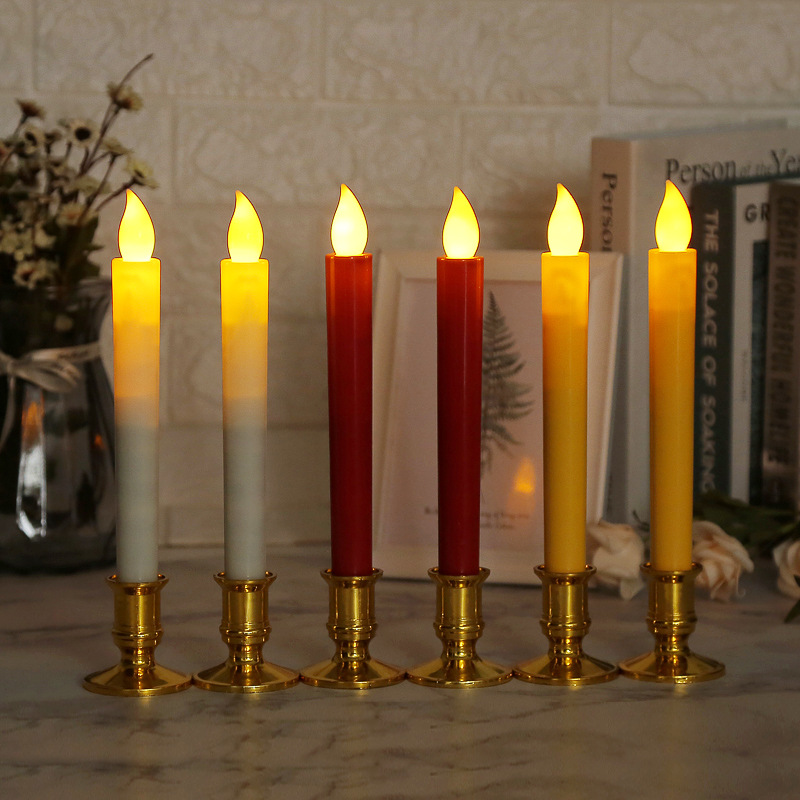长杆电子蜡烛灯无烟仿真不灭火焰头蜡烛教堂婚礼场地气氛布置道具