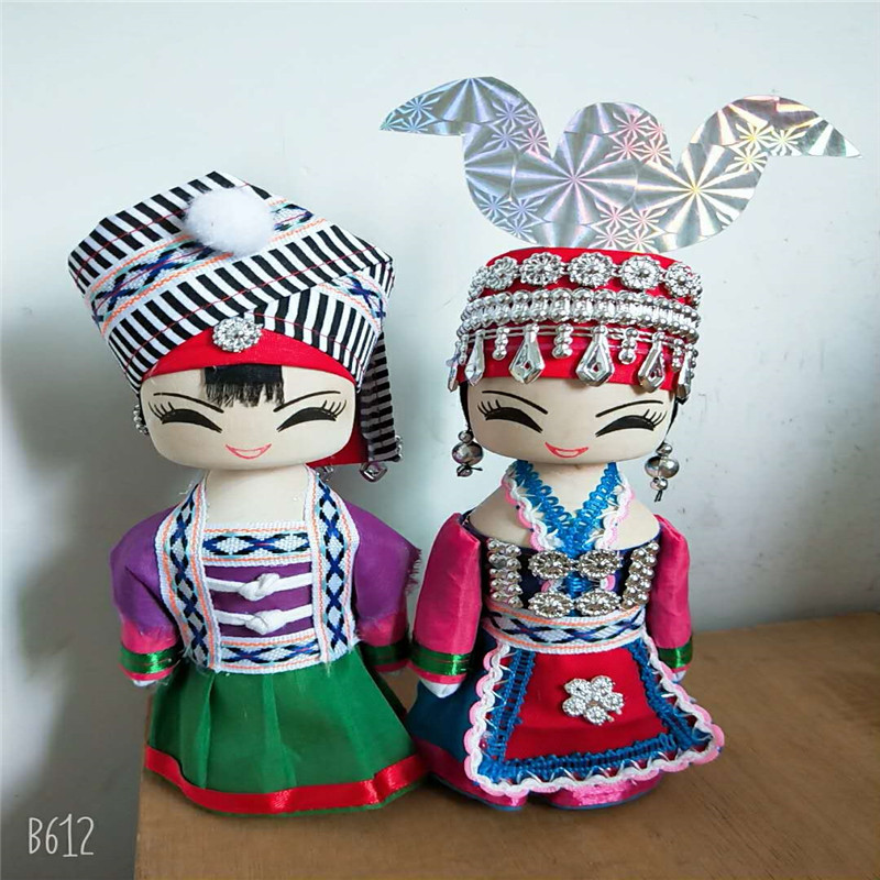 Minority Wood Doll Handmade Ethnic Style Doll Wooden Crafts Ornaments Miao Doll Wholesale