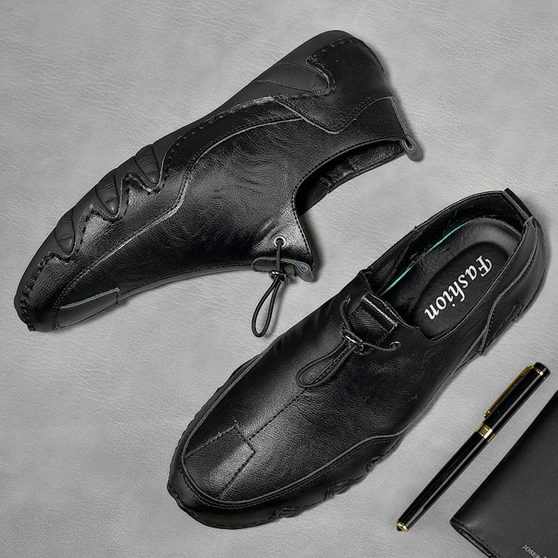 Giày sneaker nam da thật cỡ lớn, giày trắng mềm mũi tròn, gót thấp 1-3 cm — K2082 màu kaki, K2082 màu trắng, K2082 màu xám, K2082 màu đen