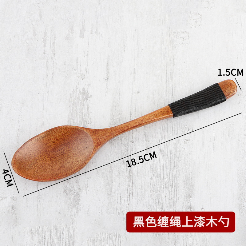 18.5x4cm 검은 포장 로프 나무 숟가락