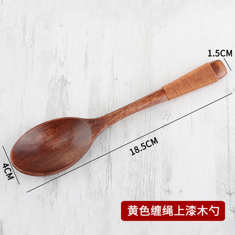 18.5x4cm 노란색 포장 로프 나무 숟가락