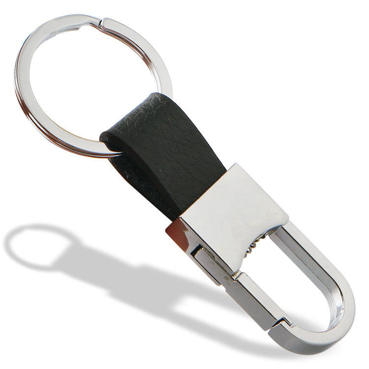 Men's Genuine Leather Metal Creative Keychain Promotional E-Commerce Small Gift Car Custom Logo National Trend Style Keychain