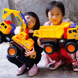 包邮玩具工厂爆款批发大号儿童挖掘机工程车玩具惯性挖土机地摊