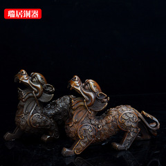 瑞居金屬黃銅貔貅擺件金錢貔貅工藝品禮品家居客廳裝飾品