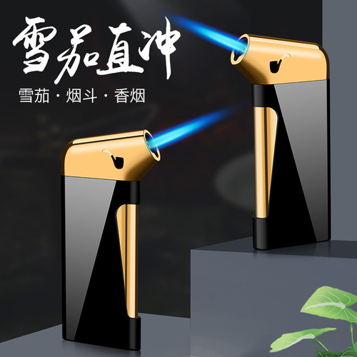 Inflatable blue flame direct lighter spray gun welding gun mini cigarette lighter cigar barbecue steak metal windproof creative