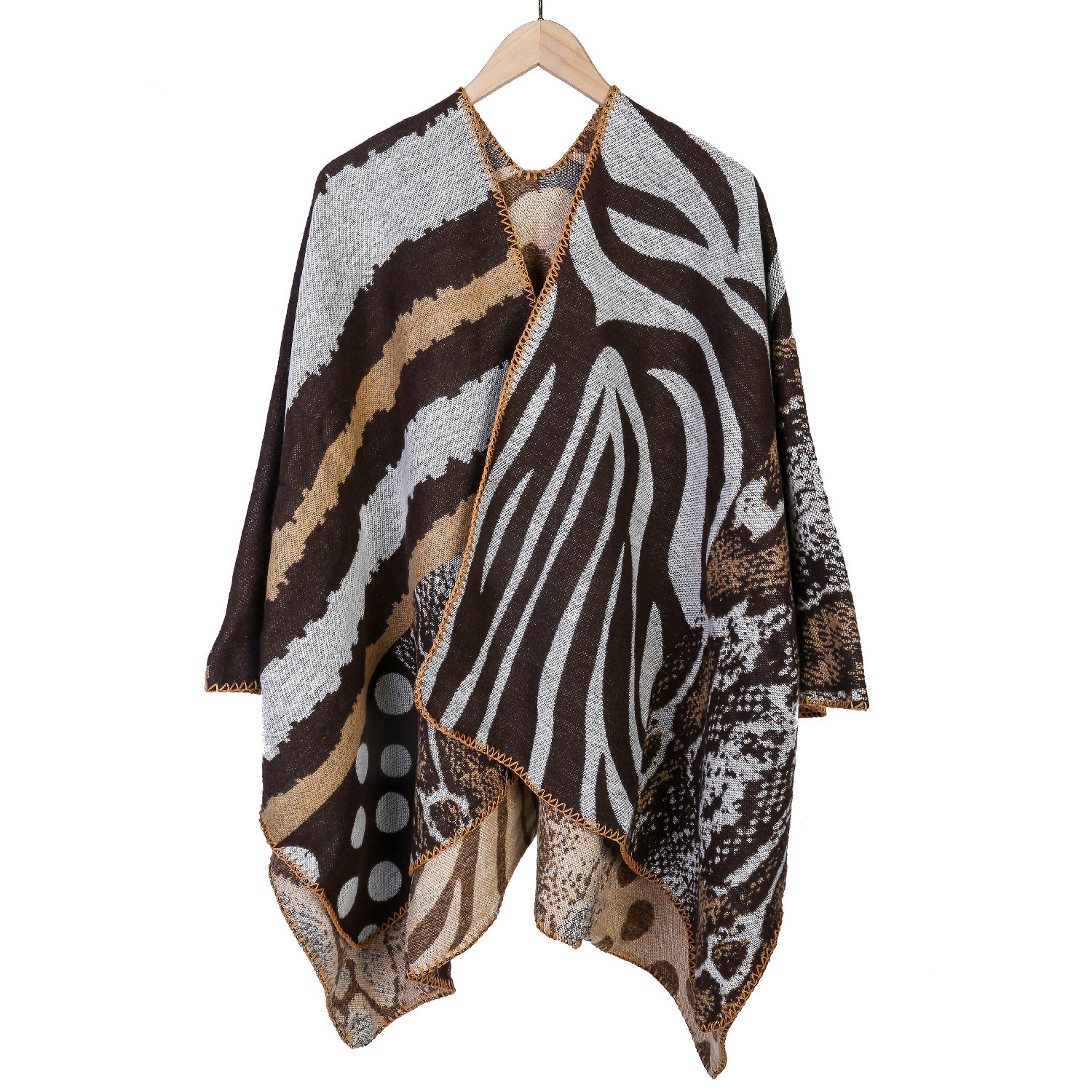 2024 new outerwear autumn winter street fashion versatile irregular stripe pattern i mitation cashmere shawl_voghion.com