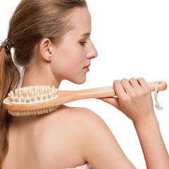 37cm Hemu bath brush double-sided massage brush temple brush wooden massage brush long handle bath brush scrub bath brush