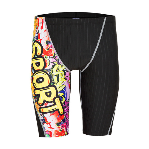 Fashionable swimming trunks for men, anti-embarrassment five-point swimming trunks, quick-drying, racing sports men's mid-leg professional training swimming trunks