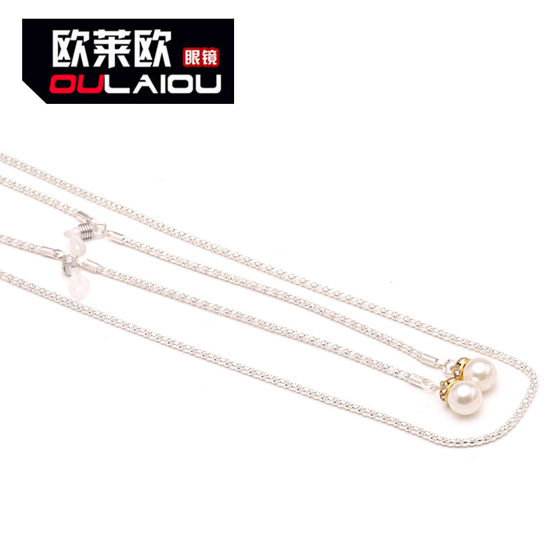 Pearl glasses chain halter anti-drop glasses rope black silver gold fashion simple metal elegant glasses accessories fashion