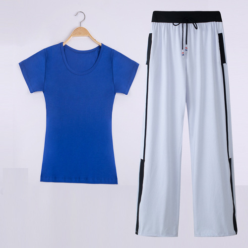 Tingziyi square dance clothing new suit solid color sports fitness casual cotton summer short-sleeved T-shirt women ins trend