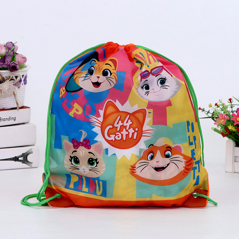 Mochila deportiva Bolsillo con cordón de poliéster impreso publicitario personalizado bolso de mano con cordón deportivo personalizado bolso de almacenamiento con cordón personalizado