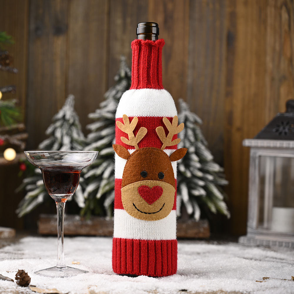Home & Garden Haube New Christmas Decorations Striped Knitted Wine Bottle Set Cartoon Old Man Wine Bottle Bag Wine Champagne Dress Up_voghion.com