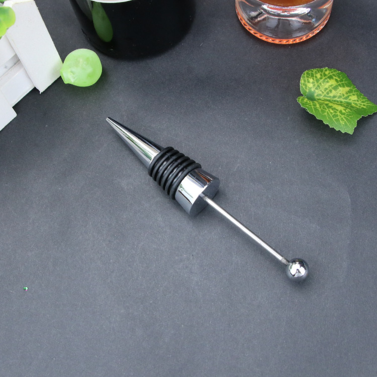 Aleación de zinc 6 cinta varilla alargada botella de vino tapón de acero inoxidable Bola de vino tapón de la preservación del vino columna de rosca cromado tapón de la botella