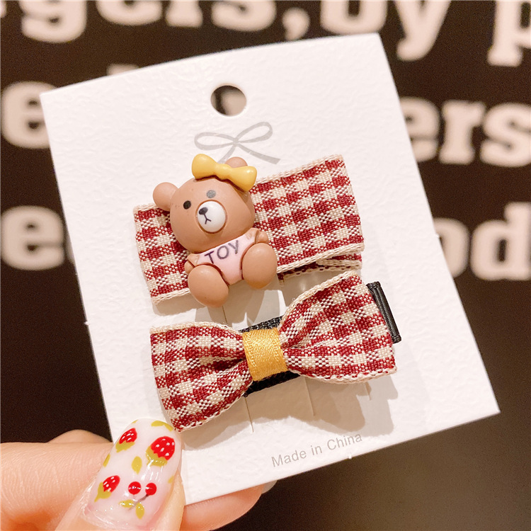 Nuevos accesorios para el cabello del bebé Bangs clip de horquilla para niñas clip de tocado a cuadros arco cartón traje horquilla para niños