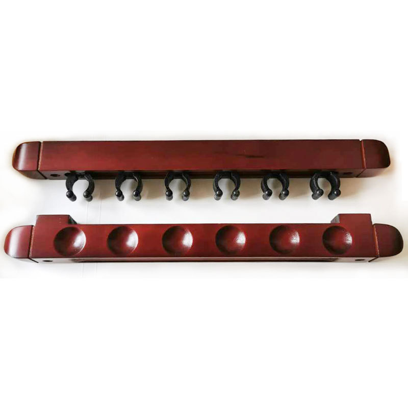 6 hoyos de madera maciza cue rack de billar estante de palo de billar montado en la pared estante de palo de billar de pared estante de palo de billar almacenamiento Universal