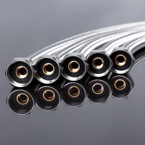 304 stainless steel water inlet hose metal braided thickened copper head hot and cold water pipe toilet water heater connecting pipe 4 points