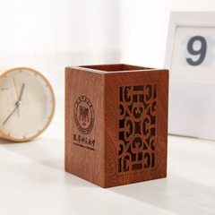 Walnut wood pen holder office supplies creative pen holder multi-functional wood storage box solid wood desktop pen holder storage